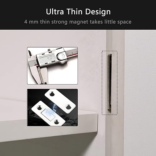 Miniatura 3 de Redunest Captura magnética para gabinete, paquete de 6 cierres magnéticos ultrafinos para puerta de gabinete, imanes adhesivos para gabinete de