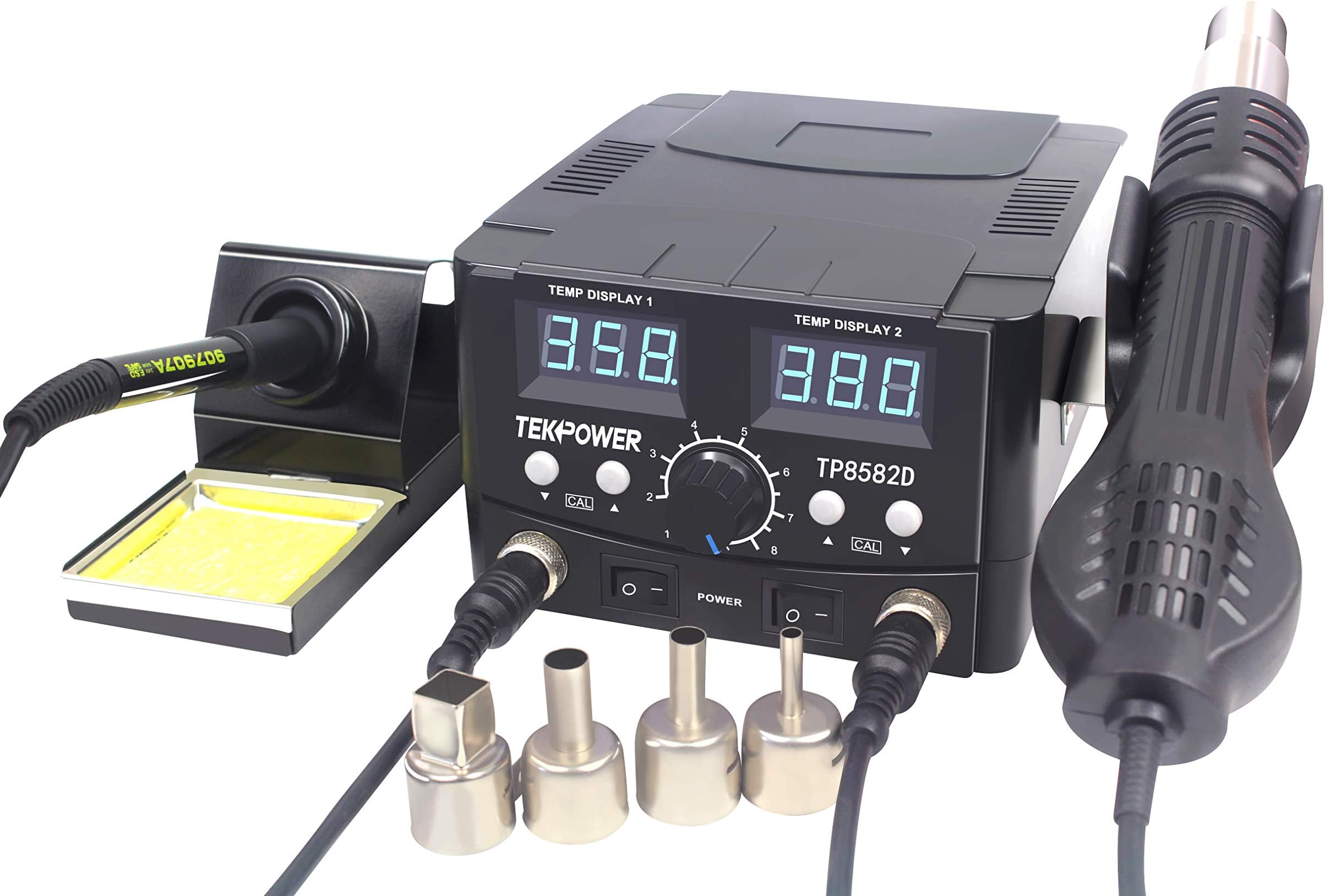 Tekpower TP8582D 2-in-1 70W Soldering Iron and 750W SMD Hot Air Rework Station, 896 °F Maximum