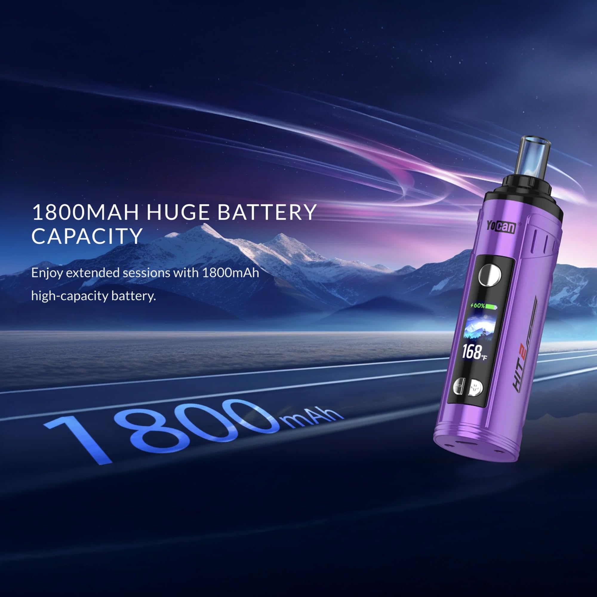 Yocan Hit 2 Vaporizer Kräuter | Tragbarer Verdampfer Kräuter mit Konvektionsheizung | Präzise Temperatureinstellung 93-249°C | Magnetisches Mundstück | LED-Display | 1800-mAh-Akku | USB-C (Schwarz)