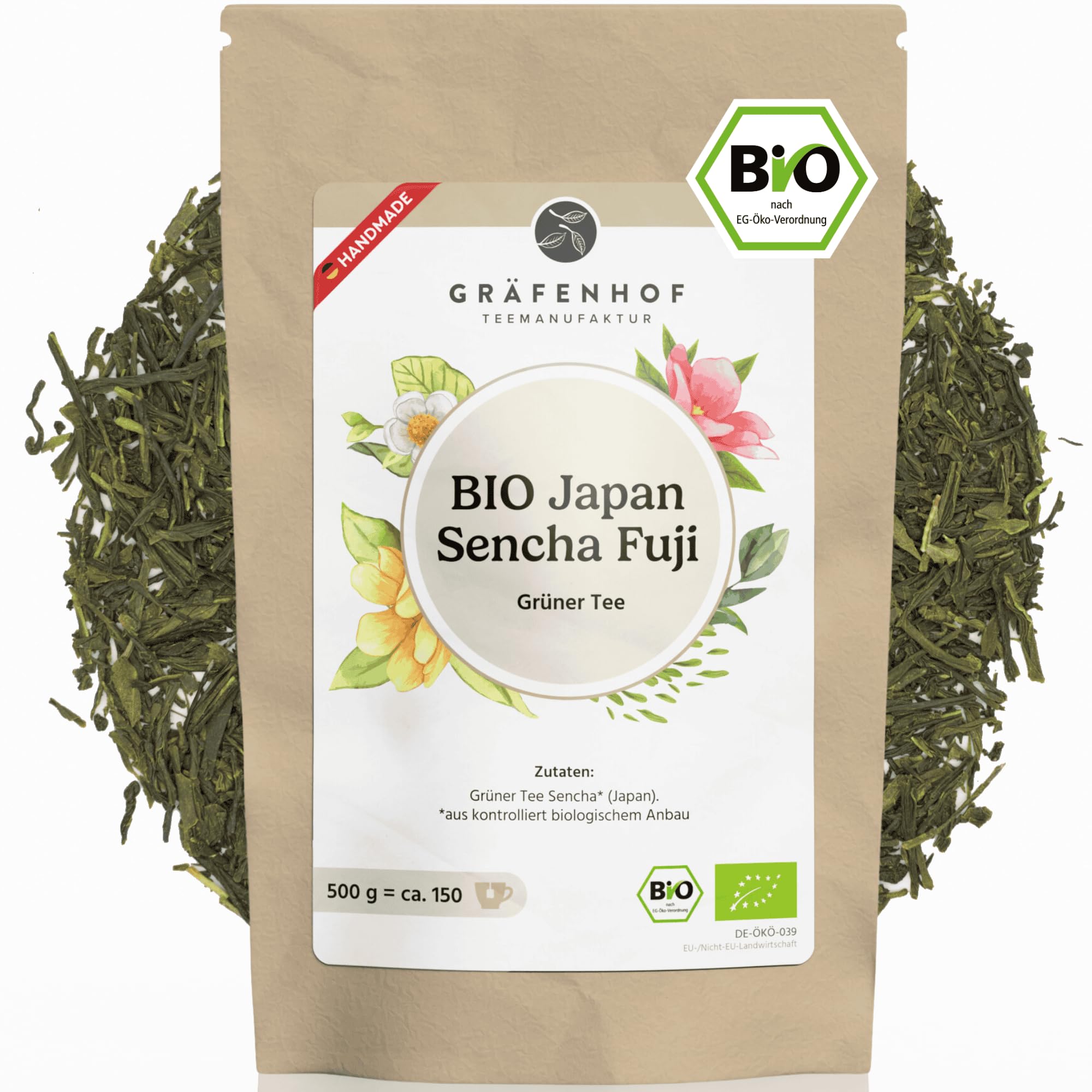 Grüner Sencha aus Japan, 100g loser Bio Tee, direkt aus Fuji, japanischer Premium, aromatisch, leicht süß, leckere Alternative zu Gyokuro, Matcha Pulver, Japanese Green Tea