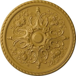 32 5/8"OD x 2"P Bradford Ceiling Medallion (Fits Canopies up to 6 5/8"), Hand-Painted Iridescent Gold