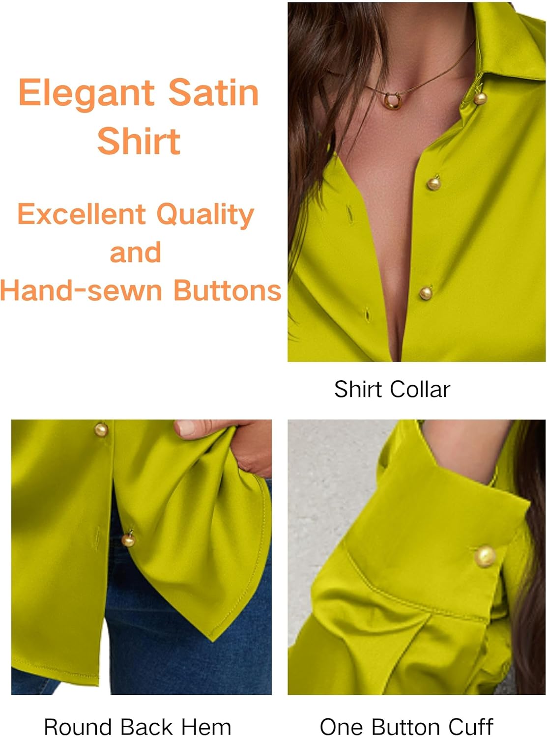 CBOO Women's Satin Button Down Shirts V-Neck Long Sleeve Tops Summer Business Office Silk Blouses Fashion Spring Shirt 2025 - Image 4