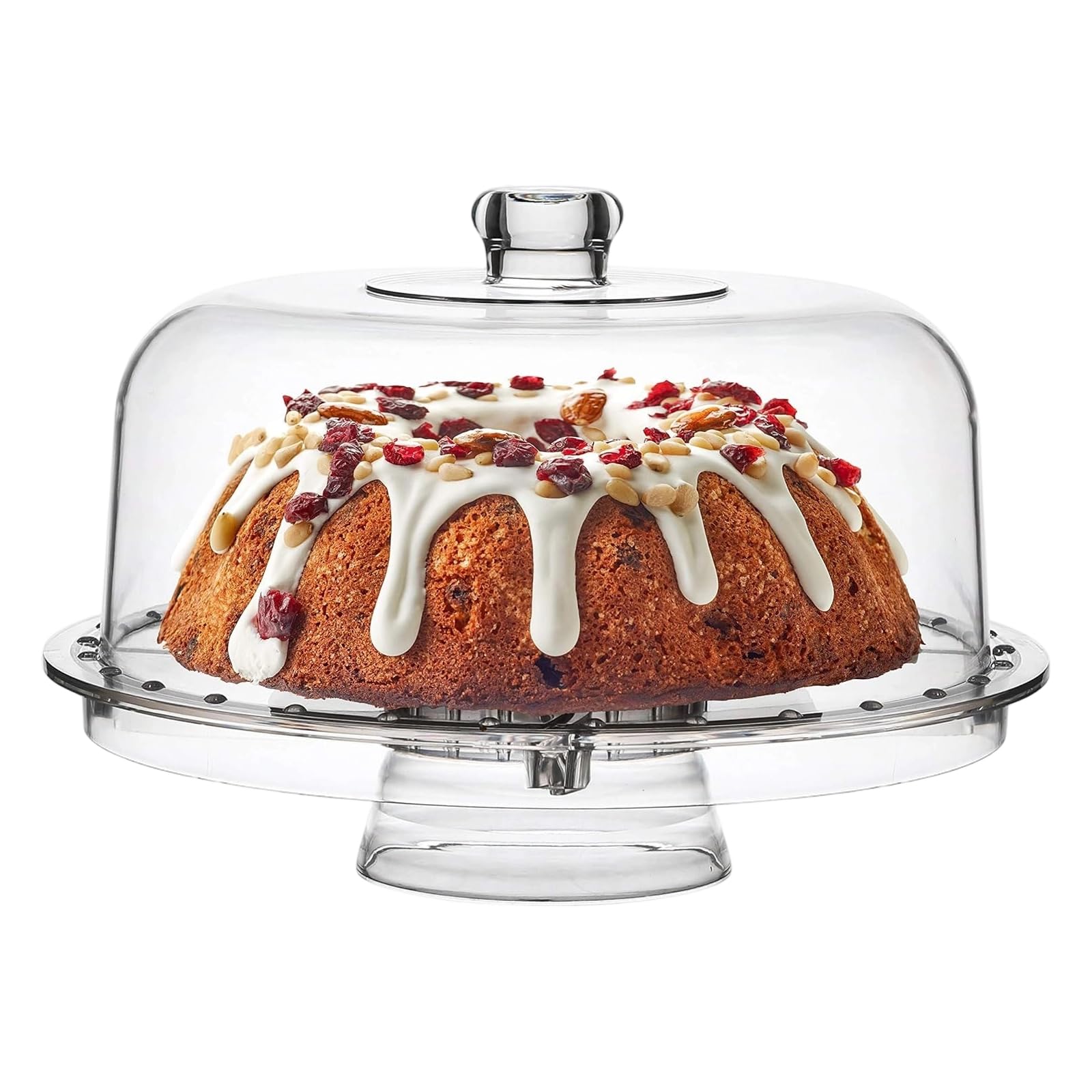 Oxxggkao Clear Cake Display Stand with Dome Cover Perfect for Weddings Birthdays and Festive Occasions Candy and Chocolate Storage Tray Cake Display Stand