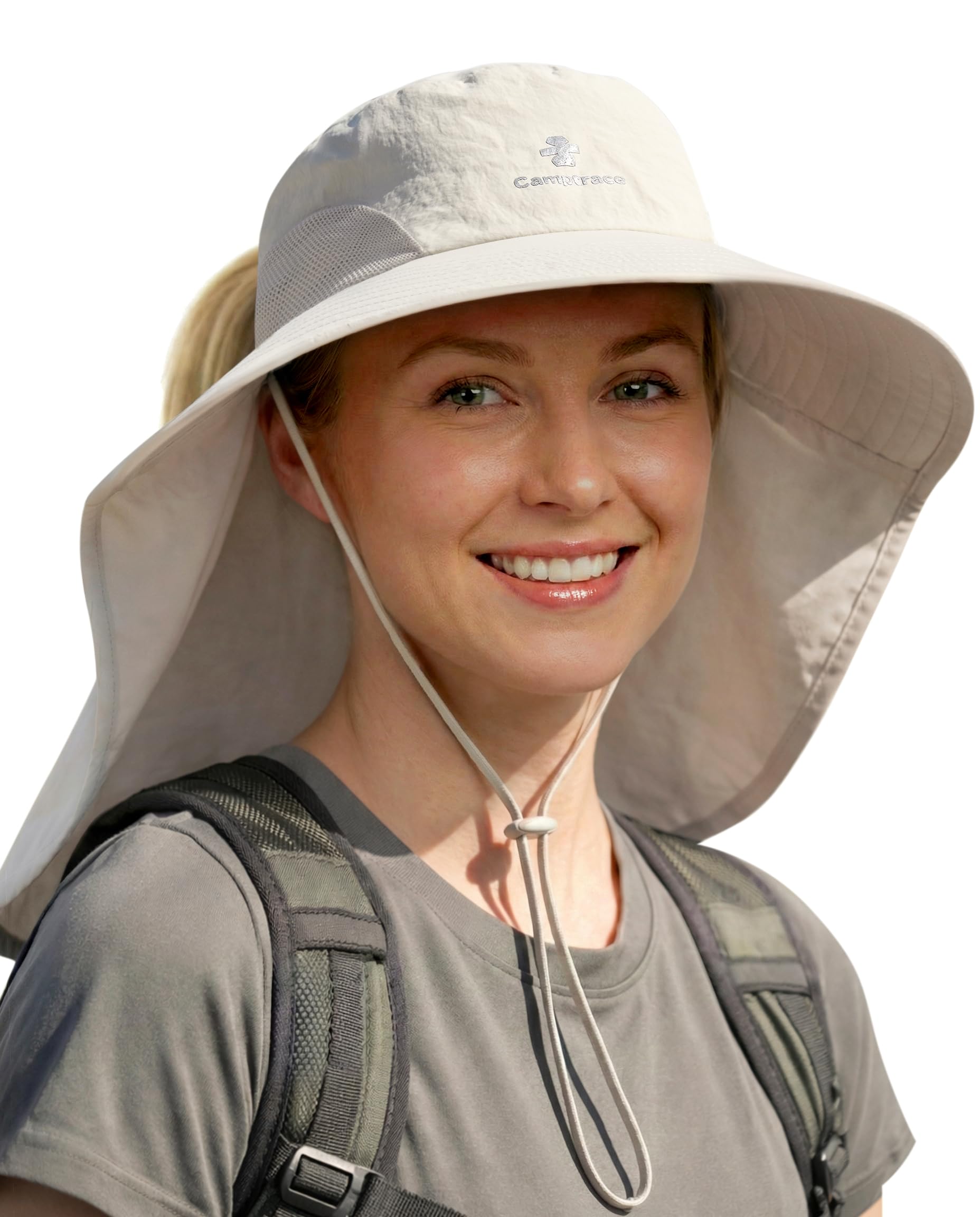 Camptrace Sun Hats for Women Men UPF 50+ UV Protection Wide Brim Hiking Fishing Hat with Neck Flap