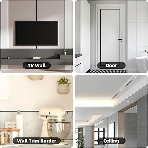 Miniatura 3 de Moldura de pared para despegar y pegar, 26.2 pies, moldura flexible en forma de D para zócalos, bordes y bordes, marcos de ventanas y puertas,