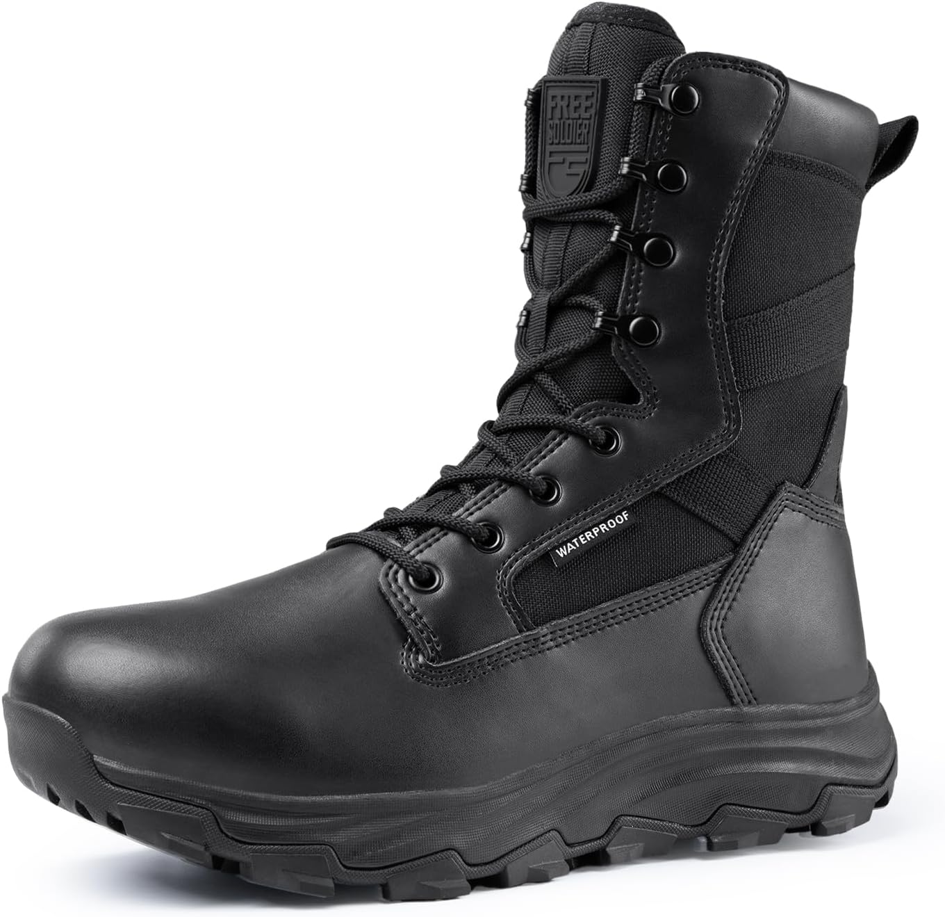 FREE SOLDIER Men's Tactical Boots 8 Inches Military Lightweight Durable Hiking Motorcycle Combat Waterproof Boots
