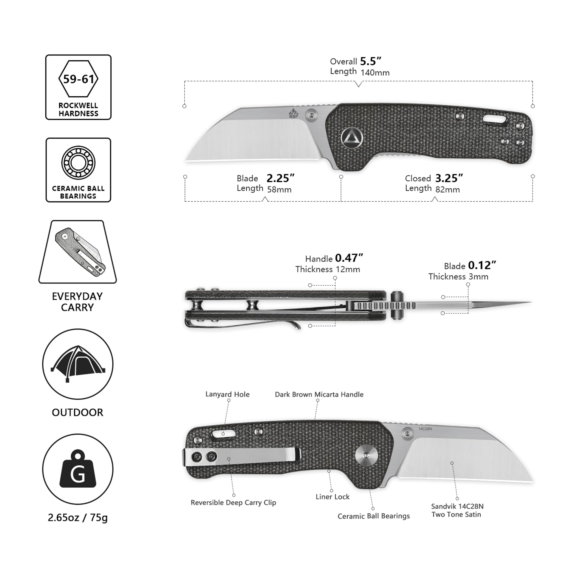 Amazon.com: QSP Penguin Mini Folding Pocket Knife, 2.25