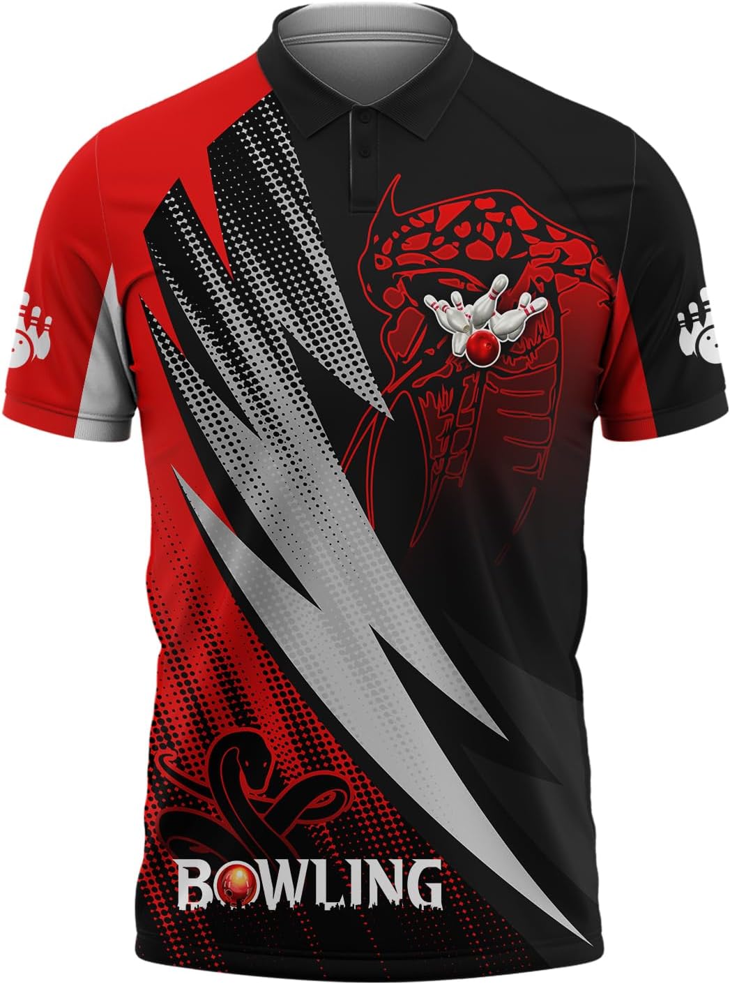 3D Customized Snake Bowling Polo Shirt Professional Bowlers Casual Apparel Gift for Bowl Players Tournament