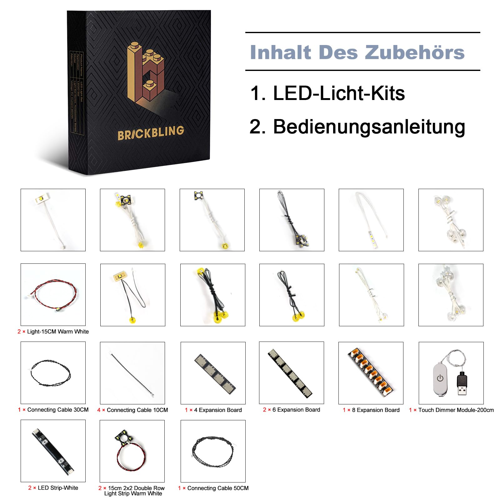 BrickBling Touch Dimmer Schalter Led Licht Set Kompatibel mit Lego Neuschwanstein Castle 21063 (Kein Modell), Dekorationsbeleuchtungsset Compatible with Lego Neuschwanstein Castle Kreative Spielzeug
