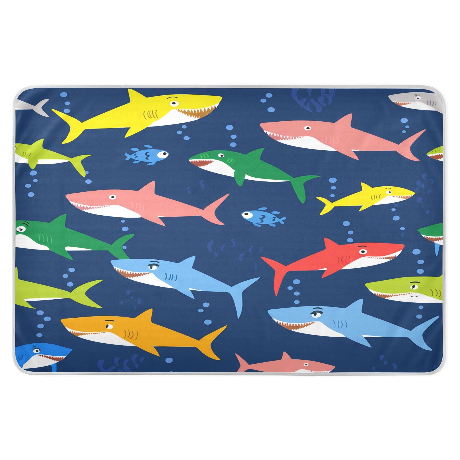 BOESI Graffiti Color Shark Waterproof Pads for Bedwetting and Incontinence, Reusable Pads, Reusable Diaper Pads for Bed, Sofa, Travel