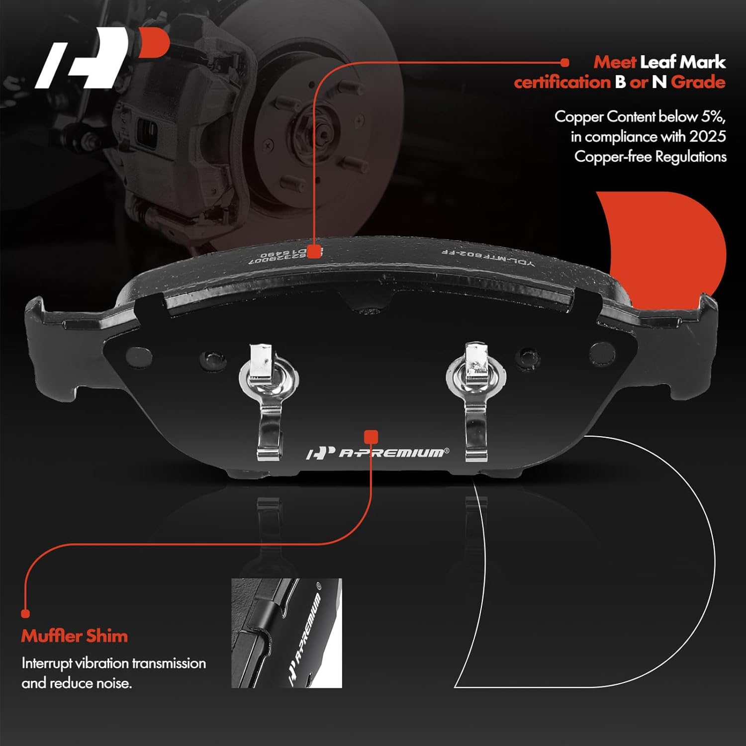 A-Premium 14.02 inch (356 mm) Front Drilled and Slotted Disc Brake Rotors + Ceramic Pads Kit Compatible with Select Audi Models - A6 2017-2018, A6 Quattro 2012-2019, A7/A8 Quattro & More