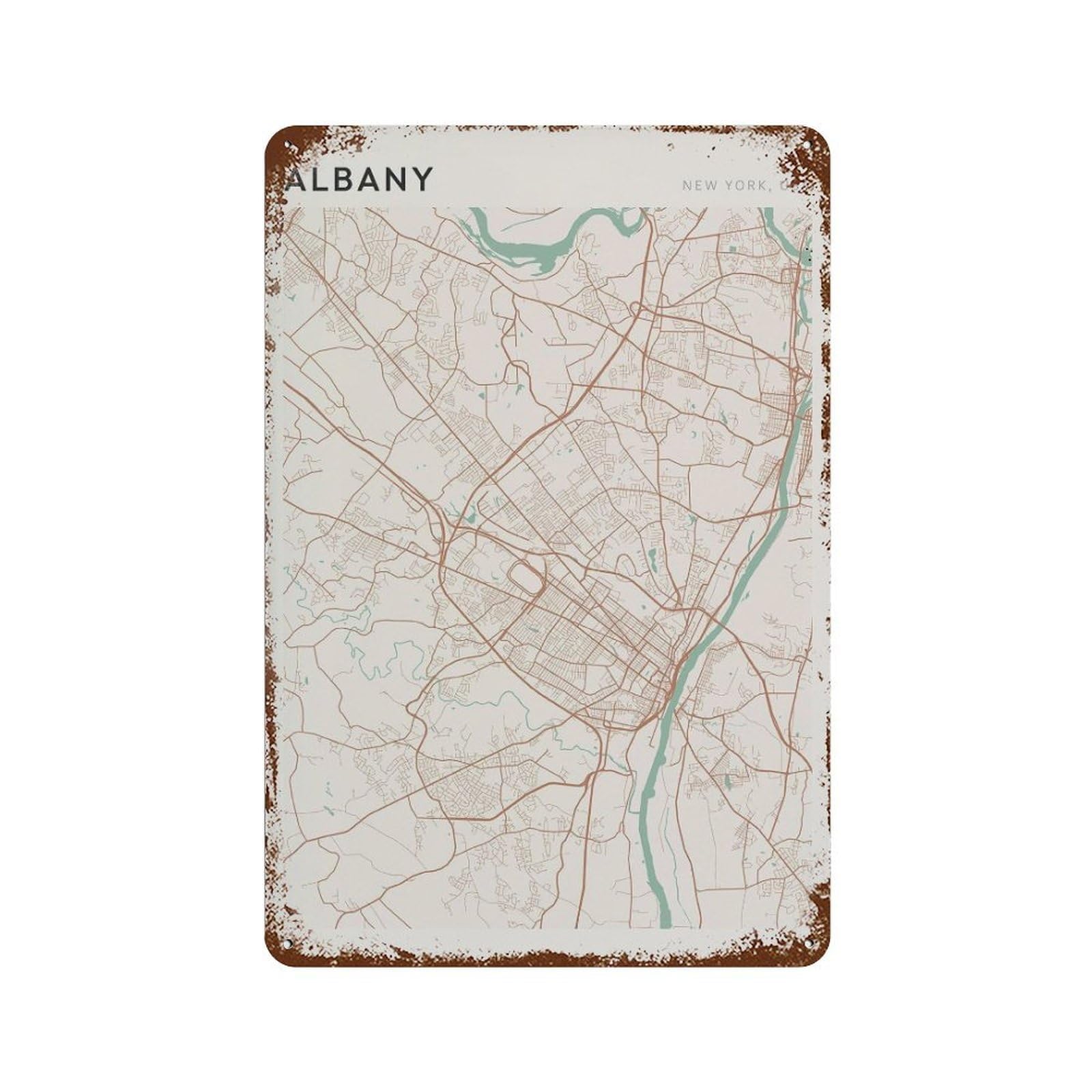 xiaoxiaoshen Albany Map New York Travel Gift Scandi (2) Wall Decor Art Metal Tin Poster Modern Home Decor Art Home Bar Shop Decorations Vintage Sign 30x20cm