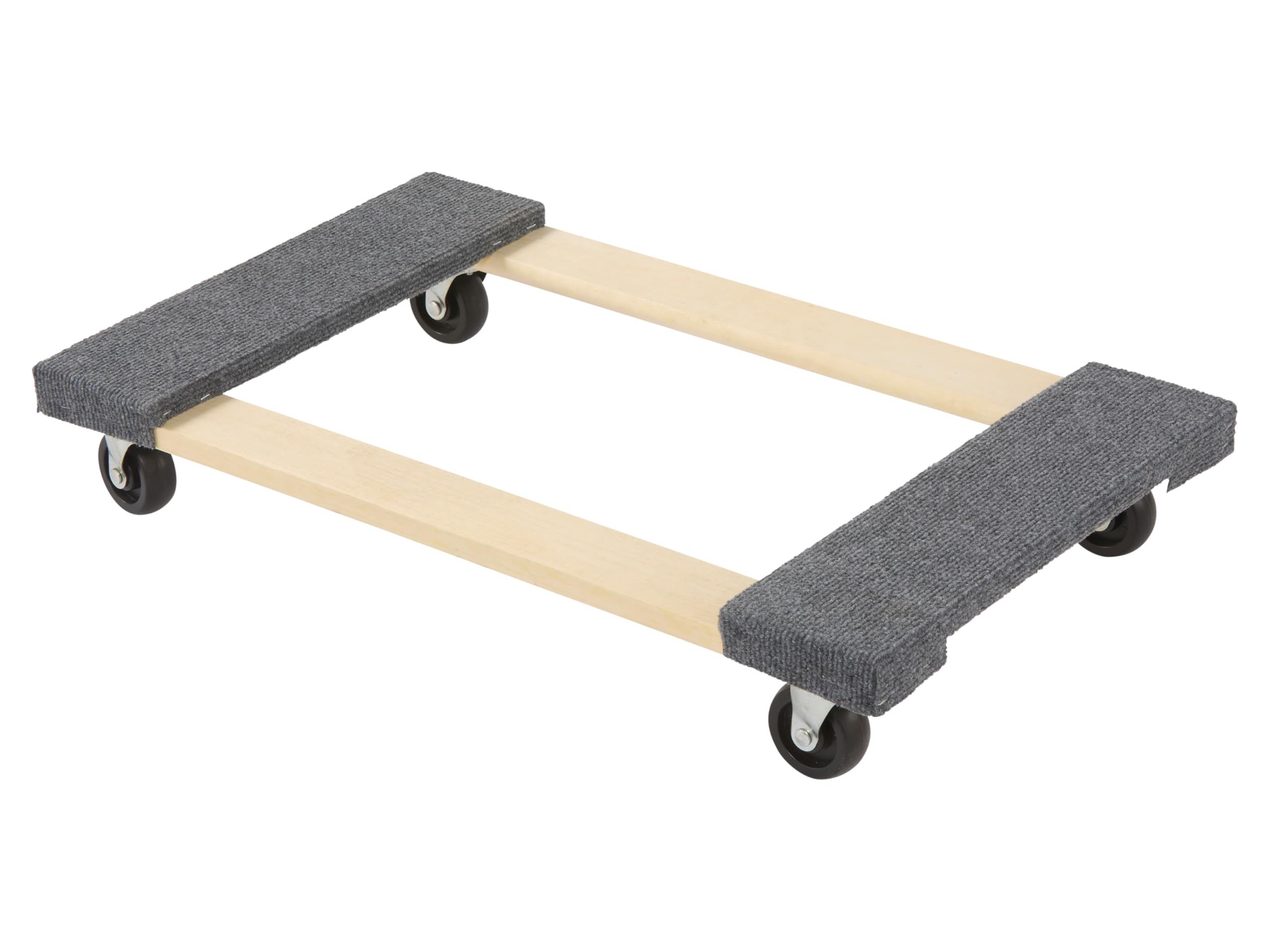 The Workplace Depot Grey Furniture Moving Dolly, 400Kg Capacity Wooden Platform Cart With Non Slip Carpet And Swivel Castors For Transporting Furniture, Appliances, Boxes