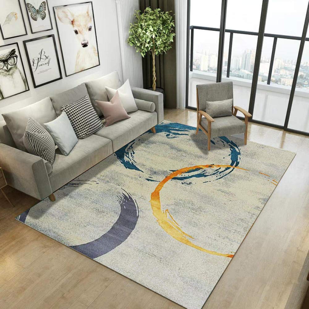SYFANG Three color circle Modern Extra Large Floor Long Carpet, Large Rugs Living Room, Vintage Rug, Modern Abstract, 100X200cm (39X79inch)