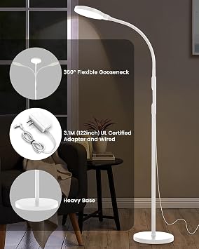Light Therapy Lamp 11000 Lux, LED Full Spectrum UV-Free Sunlight Lamp