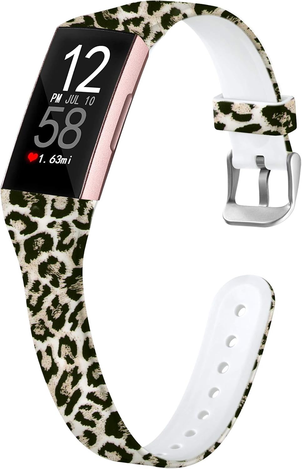 Nofeda Bands Compatible with Fitbit Charge 3/ Charge3 SE/Fitbit Charge 4 Bands for Women, Slim Soft Printed Fadeless Replacement Strap Band for Women Men, Large, Leopard