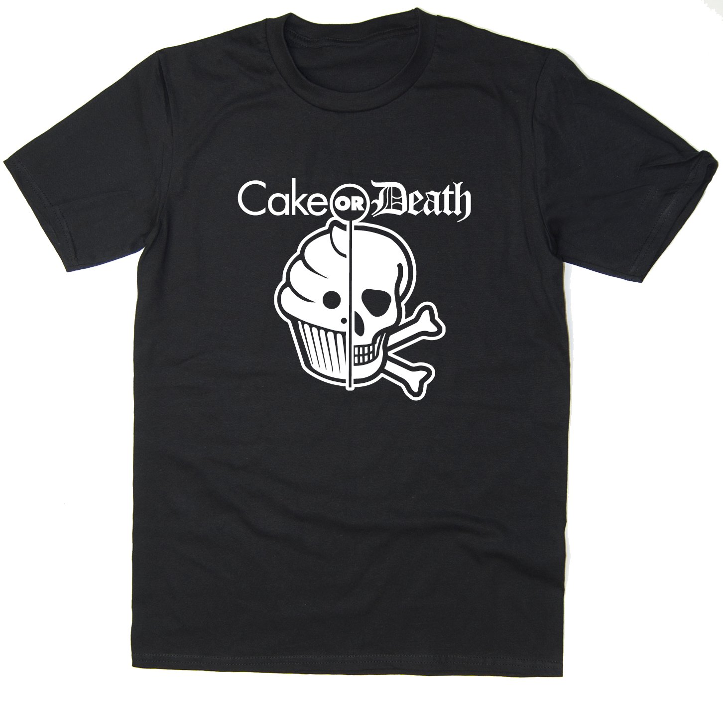 Rocket Fuel Men's Black 'Cake Or Death' Funny Printed T-Shirt - Large