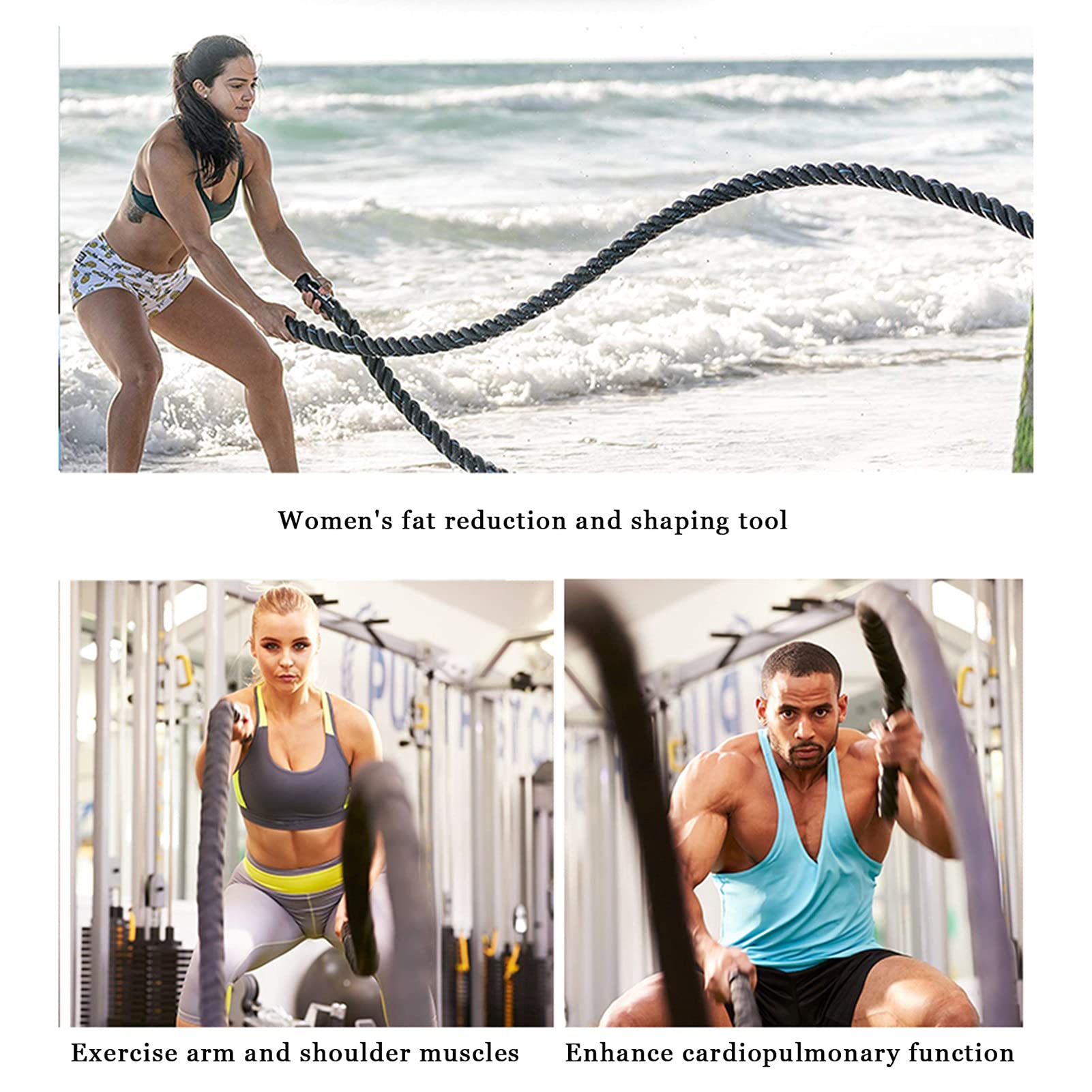 Beschwertes Seil, 15m Battle Rope für Kampf-Fitness-Wellen-Sport-Übung, für Home Gym & Outdoor Workout (Size : 50mm)