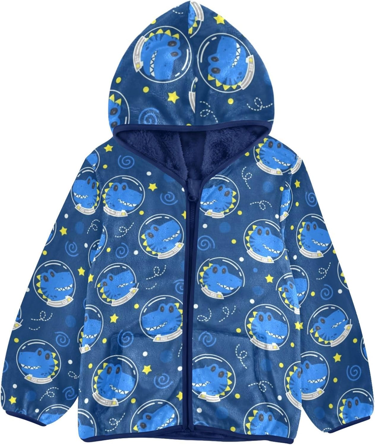 Blue Dinosaur Astronaut Pattern Toddler Light Jackets Children Coat Navy Blue Baby Boy Clothes