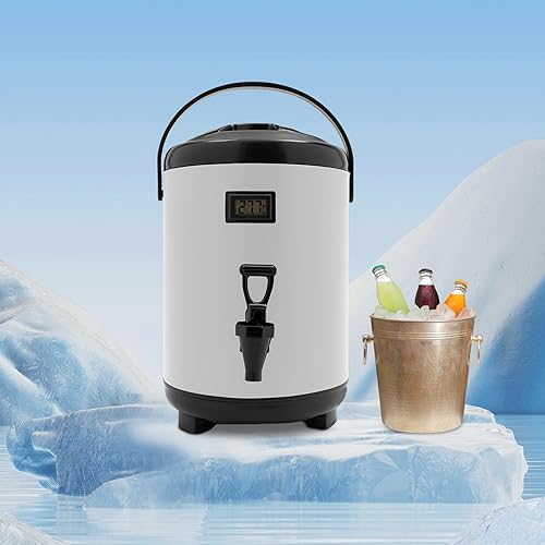 Miniatura 14 de Dispensador de bebidas aislado, dispensador de bebidas calientes de acero inoxidable de 13L/3.43 galones, dispensador portátil de bebidas frías