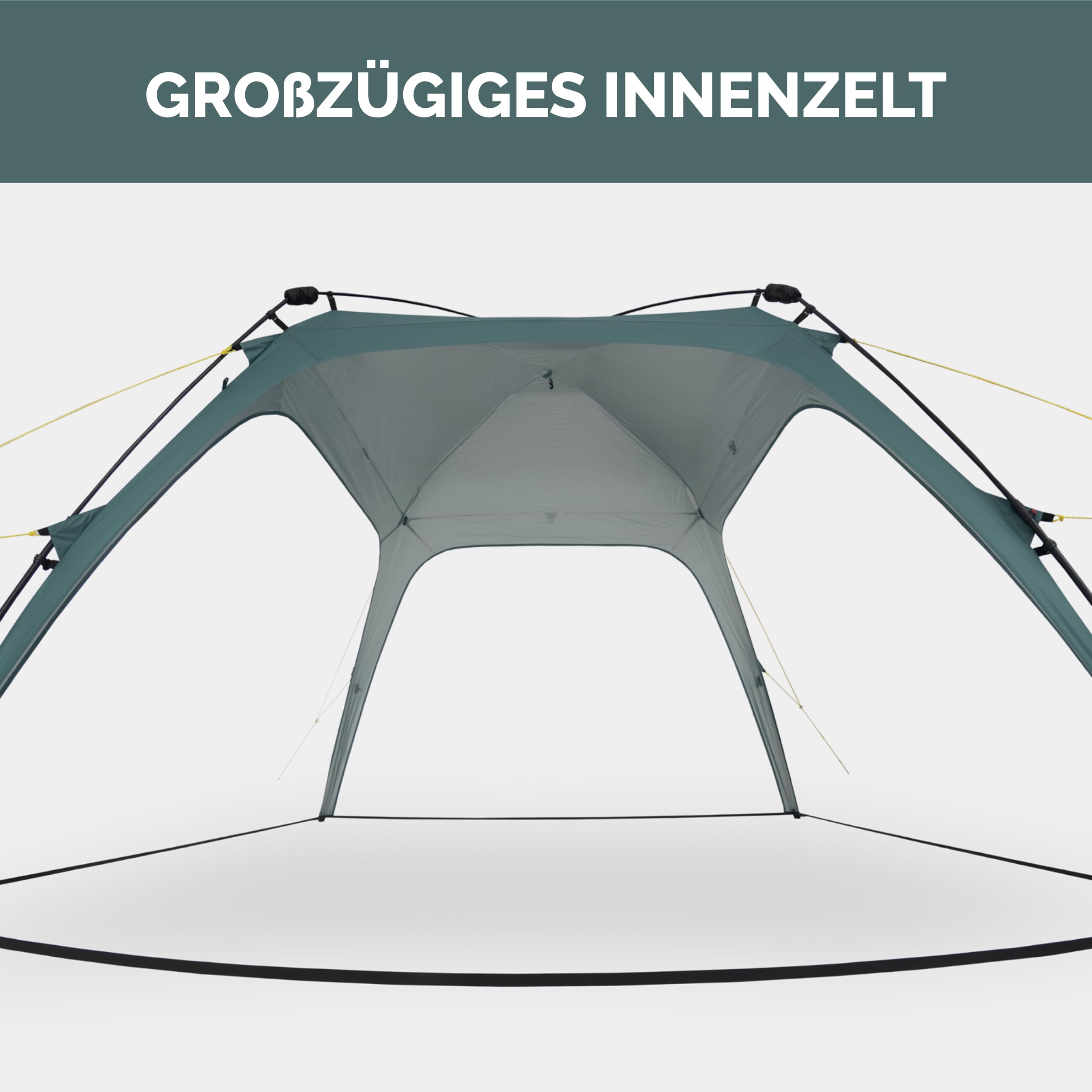 JUSTCAMP wasserdichter Schnellaufbau Pavillon mit 4 Seitenwänden 2,5 x 2,5 m - robuster Outdoor Pavillon faltbar mit UV-Schutz 80+ für Garten, Camping, Festival & Strand - leichtes Pop Up Zelt