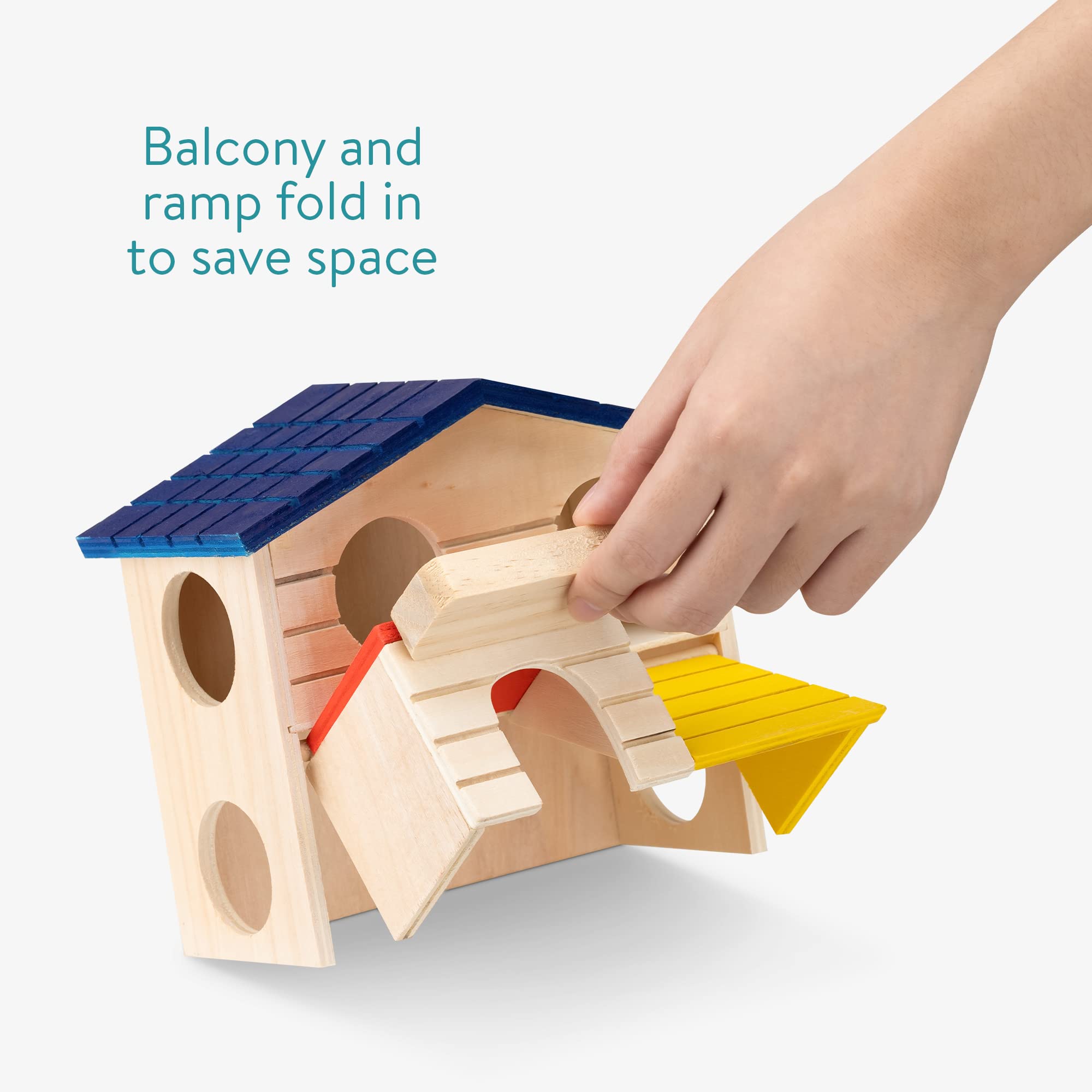 Casetta Per Criceti In Legno Navaris - 2 Piani Con Rampa, 16x15.5x15 Cm, Per Giochi E Riposo - Foto 11