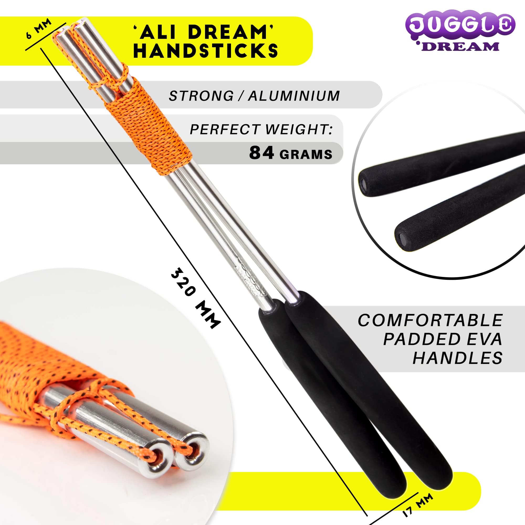 Juggle Dream Carousel Diabolo Jonglage Set - Essieu Triple Roulement à Billes + des Baguettes en Aluminium, et Vidéo d'apprentissage en Ligne (Violet)