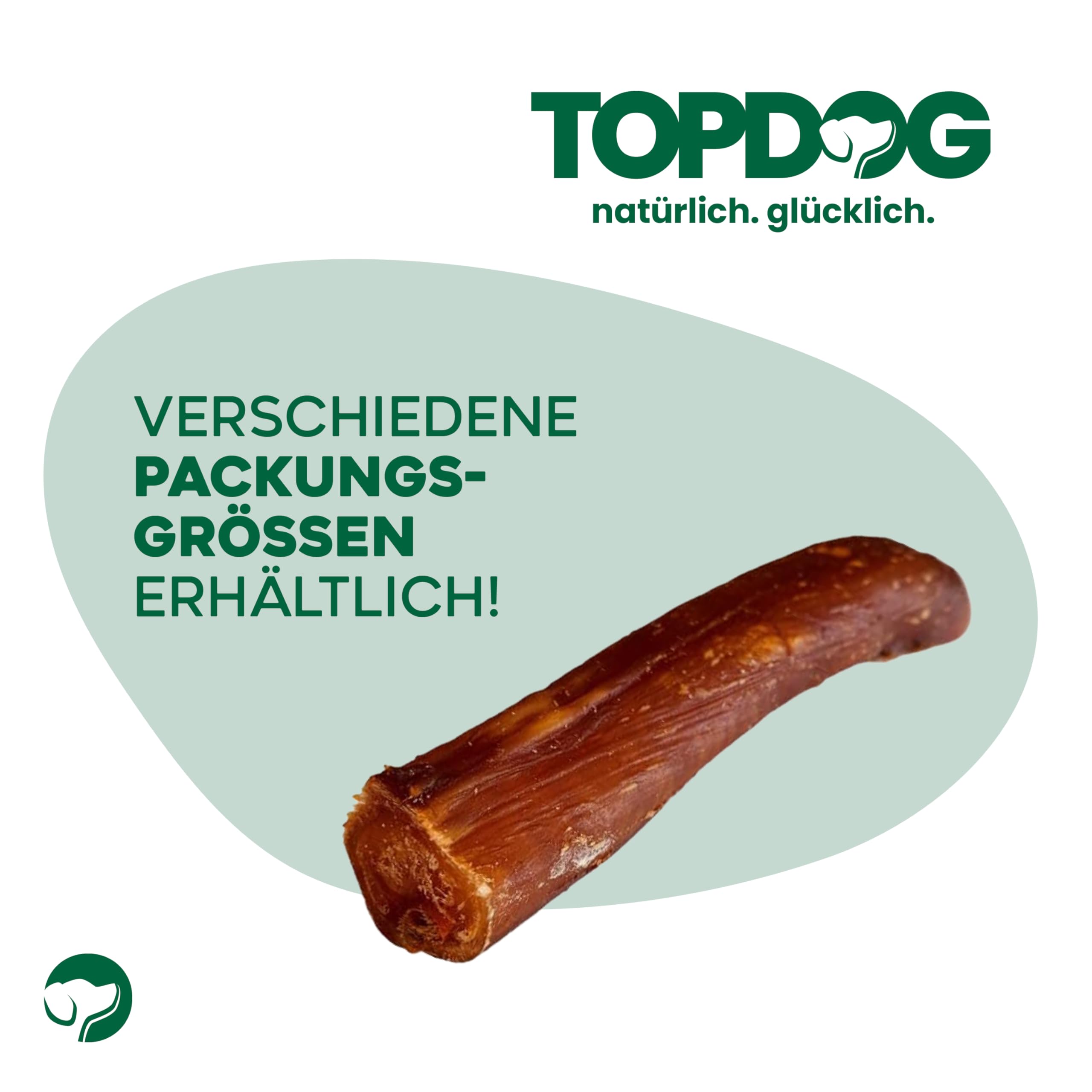 Topdog Ochsenziemer Hund 40 Stück 12 cm - Ochsenziemer für Hunde - 100% natürlich ohne Zusatzstoffe - Langer Kauspaß für Hunde - Beruhigender Beschäftigungsnack mit Zahnpflege