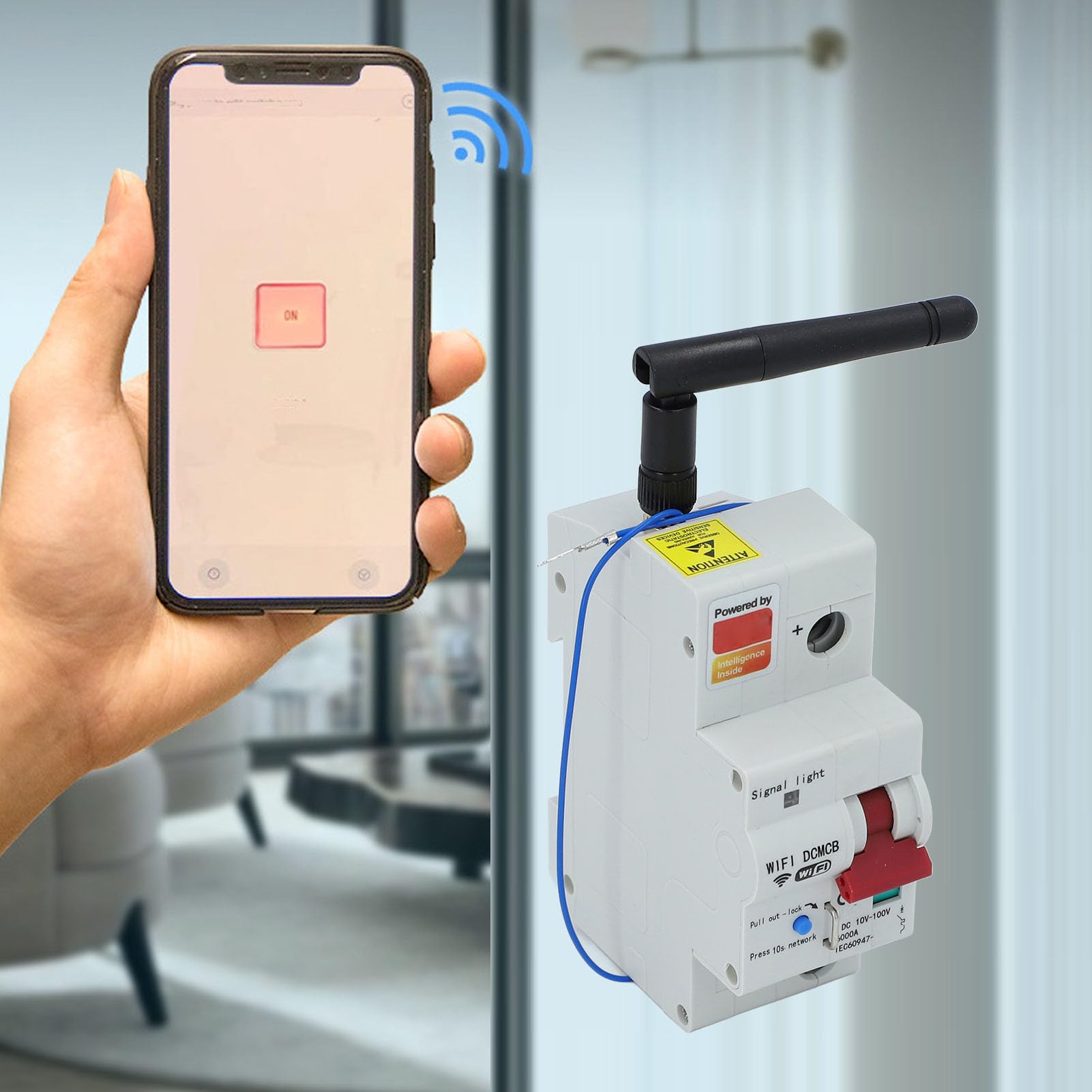Disyuntor WiFi Inteligente Potente Control de Voz Remoto para Electrodomésticos y PC - Retardante de Llama DC 10-100V 100A Montaje en Riel DIN