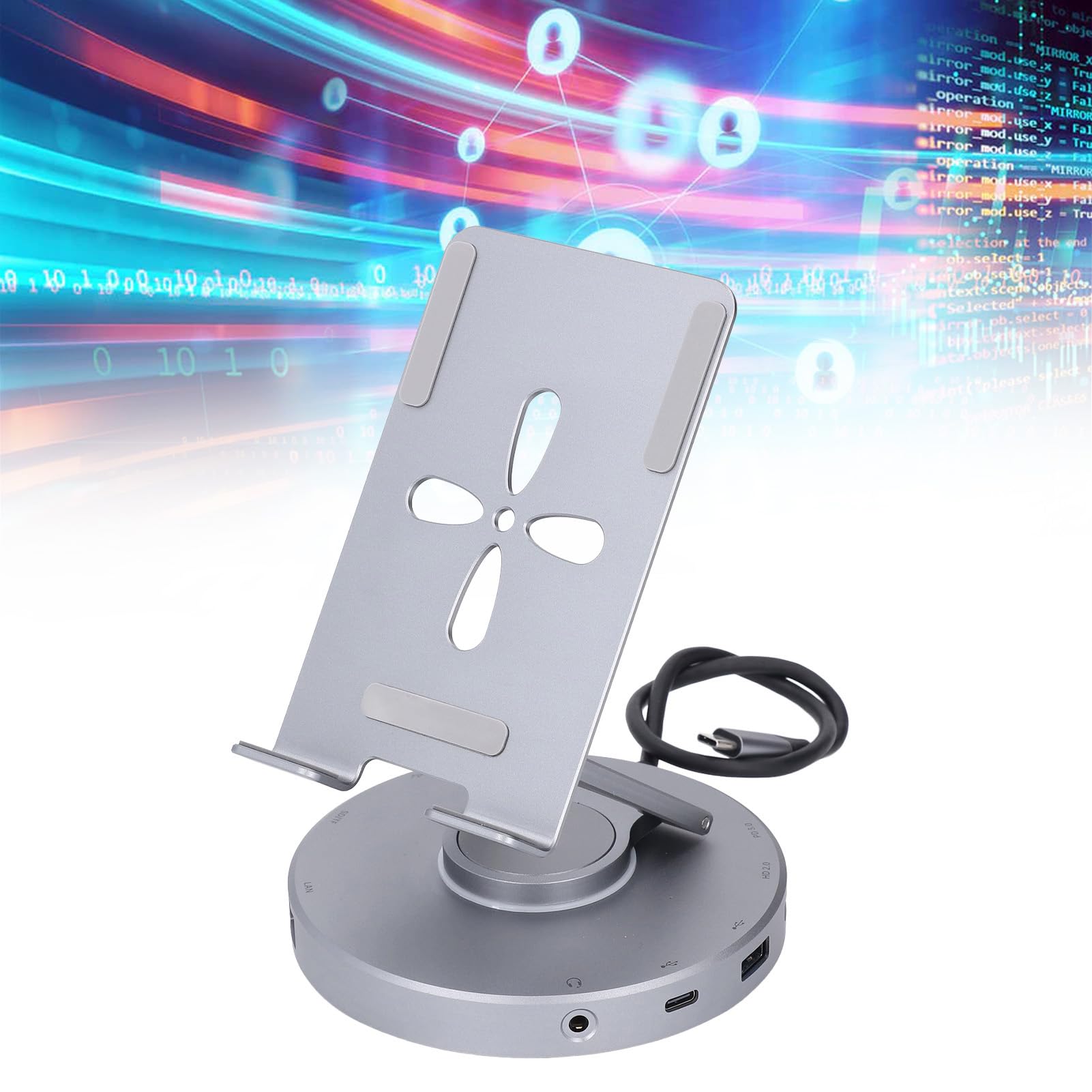 Demeras 10 en 1 Estación de Acoplamiento del Eje USB con Soporte para Tableta Portátil y Consolas de Juegos Aleación de Aluminio