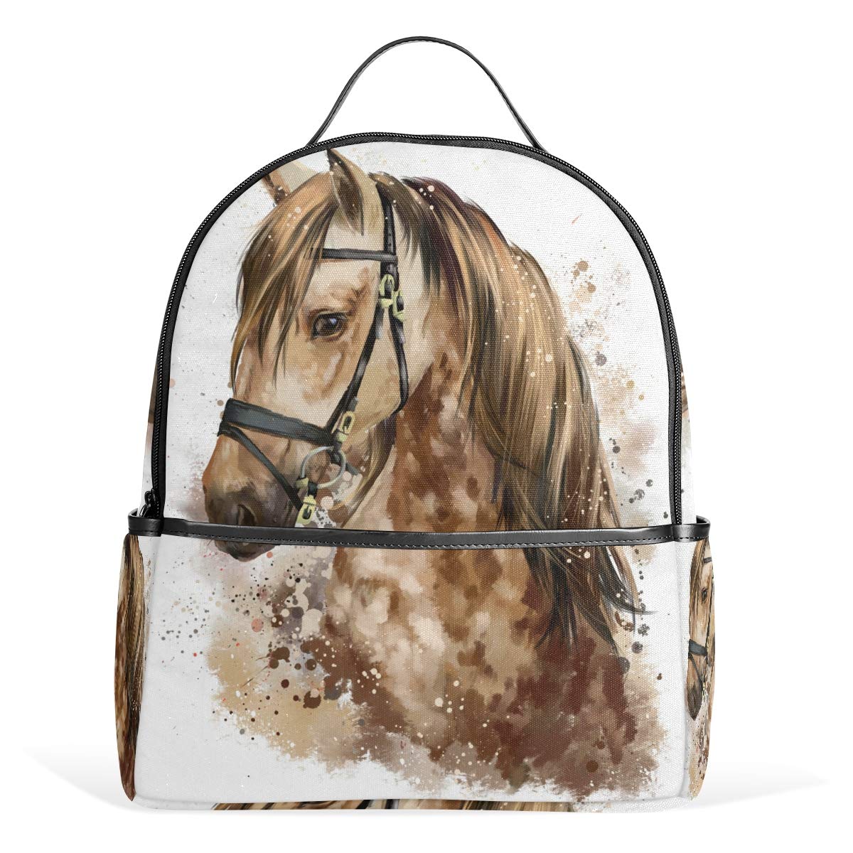 School Backpack Watercolor Animal Horse College Shoulder Bag Casual Daypack Travel Backpack for Girls Boys Women Men