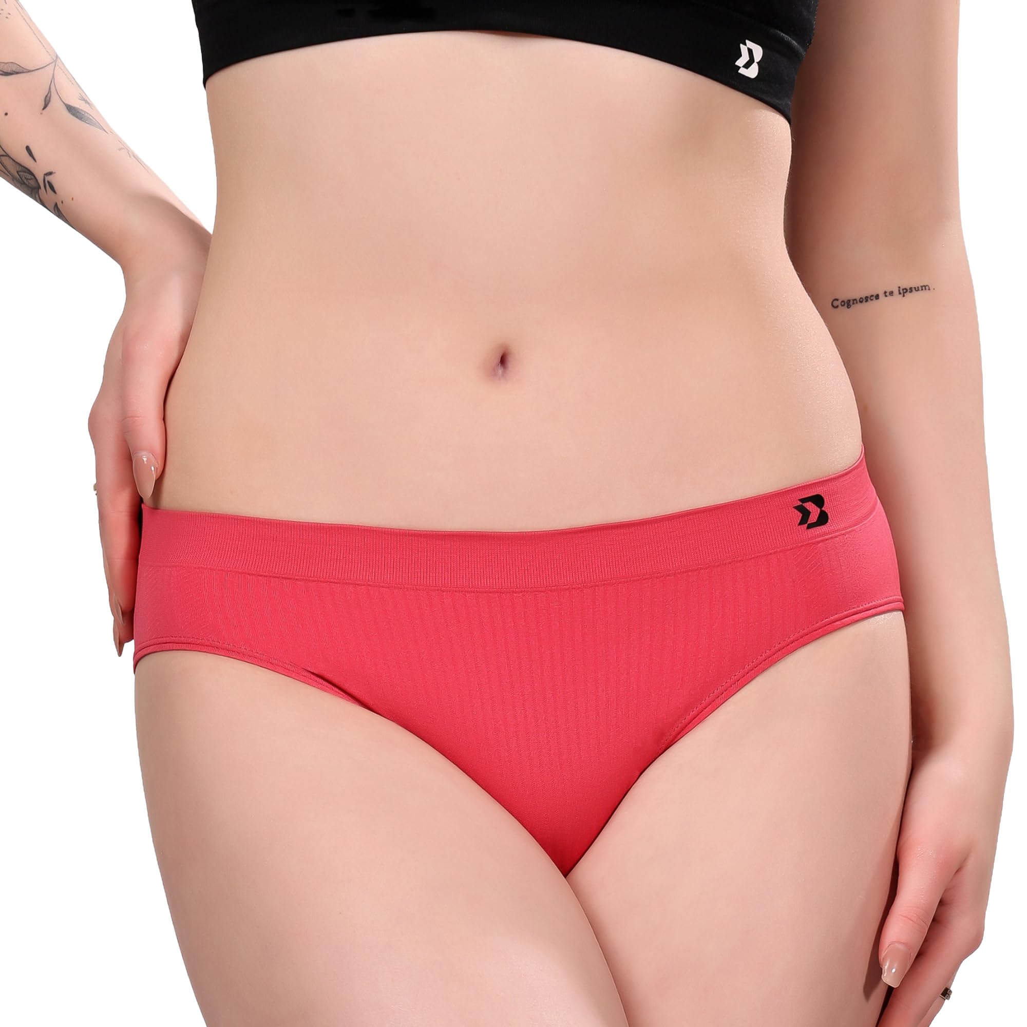 Women's Seamless Nylon Elastane Stretch Mid Waist Bikini Panties-picture-43