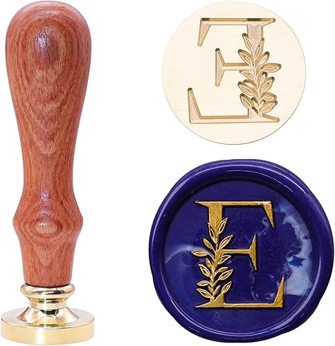 SWANGSA Sello de cera con letra inicial del alfabeto E, sello de sellado de letras botánicas elegantes vintage para invitación de fiesta de boda,