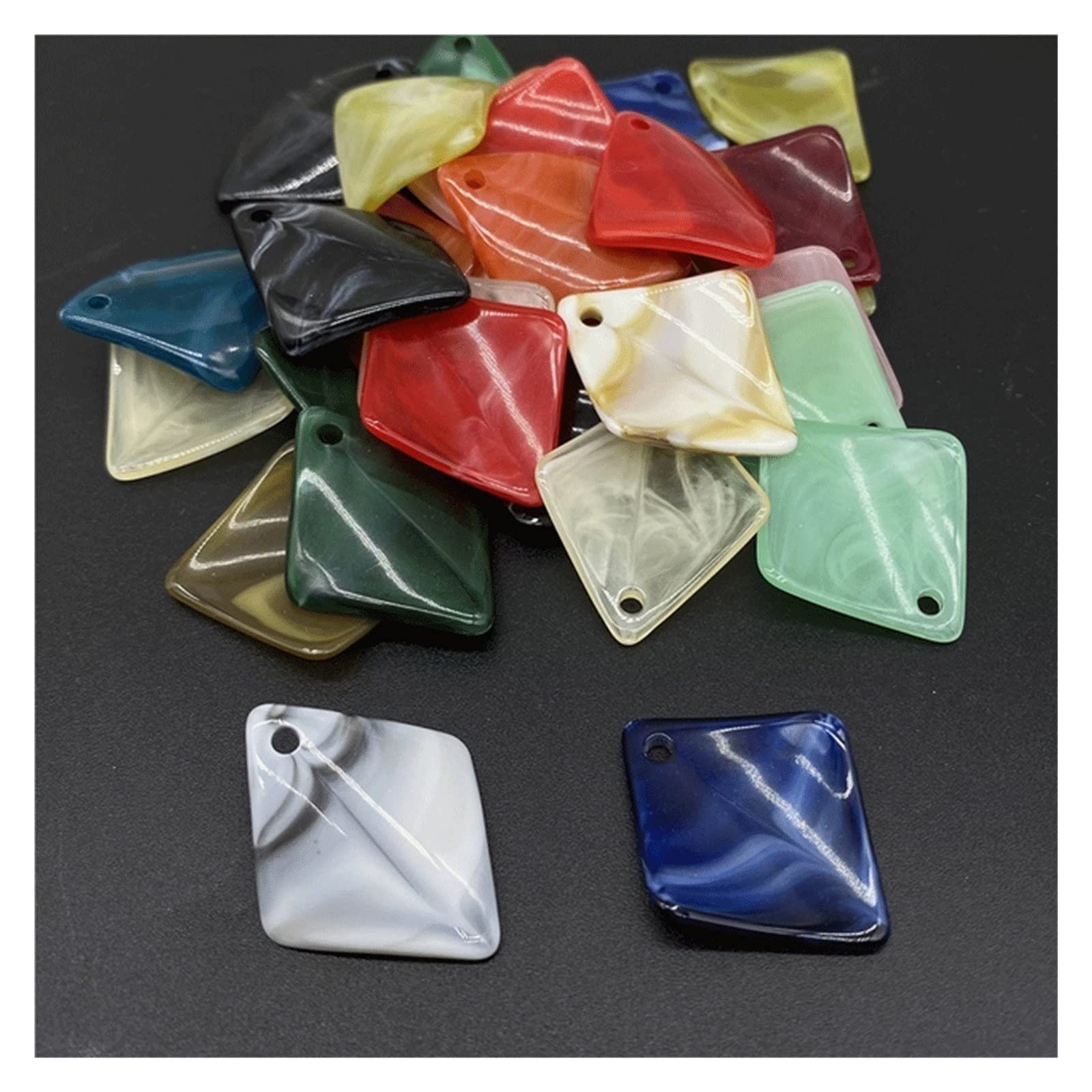 Bending Diamond Shape Acrylic Beads for Jewelry Making Bracelet Necklace Earring Making DIY (Color : A, Size : 20PCS) LEOWE