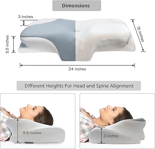 Miniatura 5 de Almohada ergonómica de espuma viscoelástica para aliviar el dolor de cuello, soporte ortopédico de cabeza y cuello, contorneada para dormir de lado,