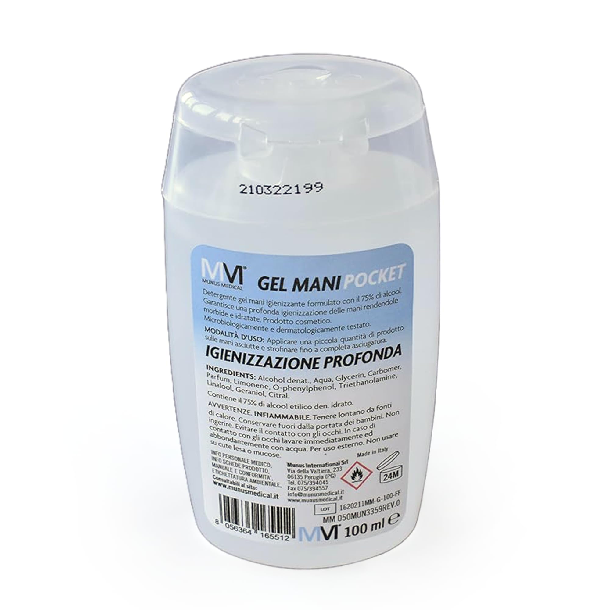 Gel Igienizzante per mani con vero profumo Made in Italy, 75% Alcool etilico denaturato idratato disinfettante, Fiori e Frutti, ml. 100