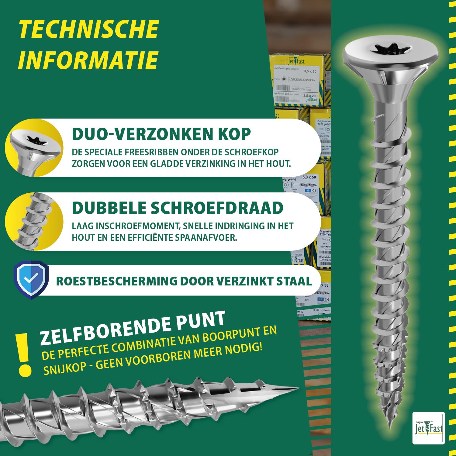 Viti Per Legno TIMBR SK 4,5x60mm Con Testa Svasata TX25 - 200 Pezzi Con Punta Per Costruzioni In Legno