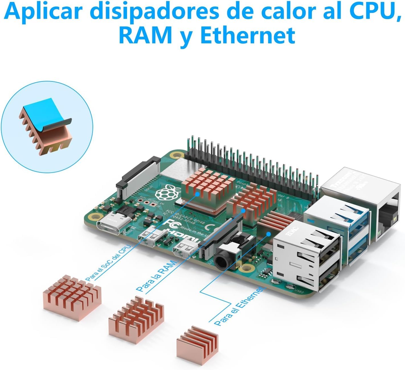 iRasptek Starter Kit For Raspberry Pi4 4B 4GB RAM - Kit Inicio Completo -Edición 64GB SD, Noobs preinstalado