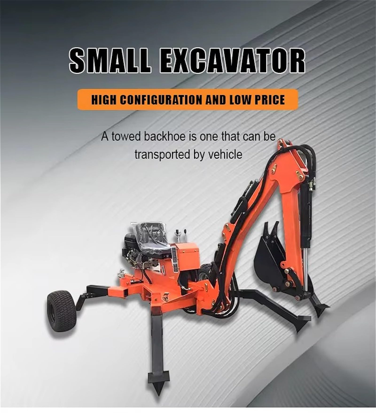 Escavatore a cucchiaia rovesciata, mini escavatore idraulico a 360° con benne intercambiabili, terna rimorchiabile compatta per trattori agricoli e scavi