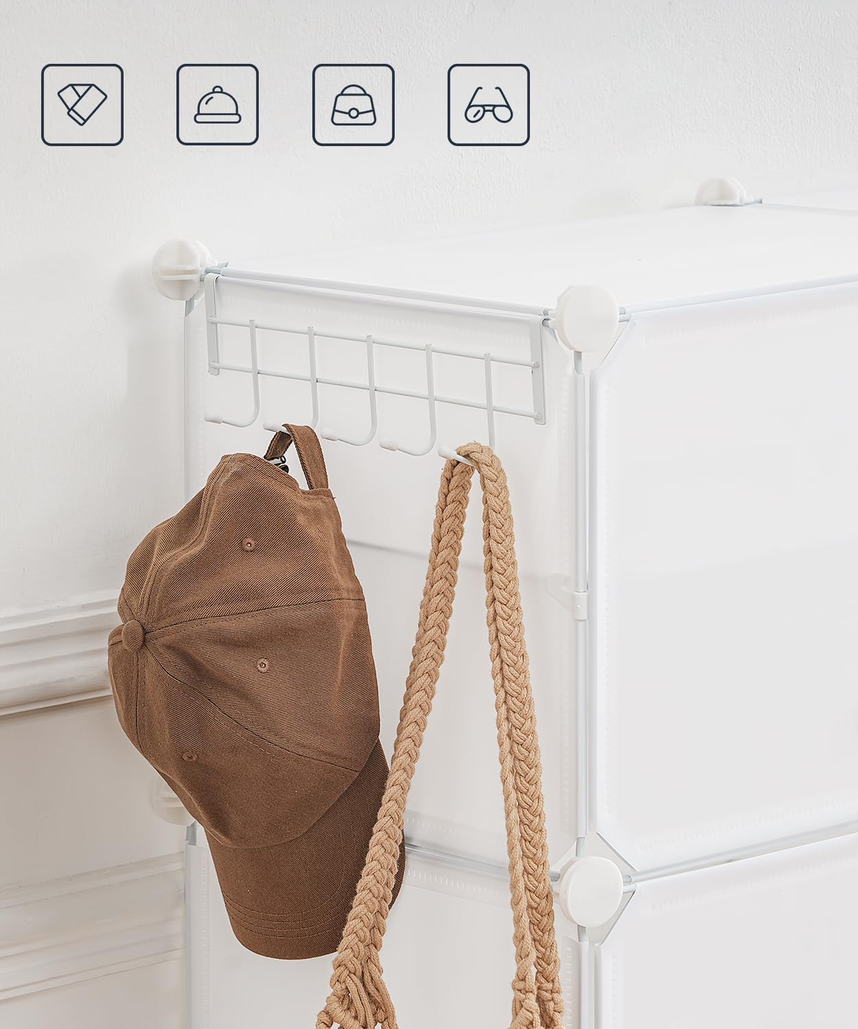 HOOBRO Mueble Zapatero, 10 Compartimentos, Modular Zapatero, Estantería de Plástico, con Puerta, Compartimento 40 x 30 x 30 cm, para Salón, Pasillo, Entrada, Dormitorio, Blanco EWT210SC01
