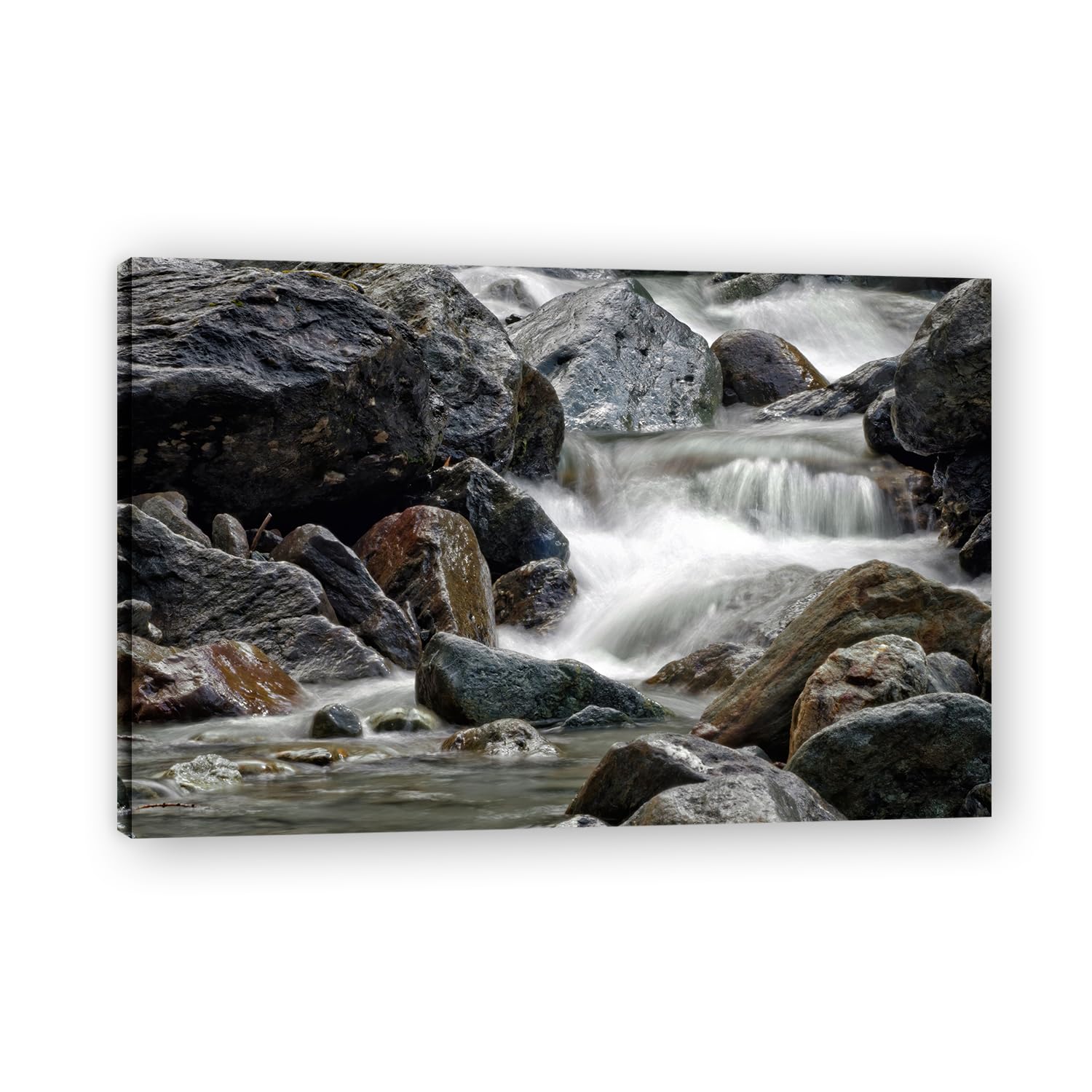 VHdfgTY Rushing Mountain WatersMountain Landscape Wall Art Canvas Print Nature Scenery for Living Room 80x120cm Framed