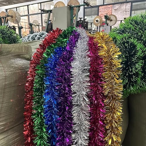 Miniatura 9 de YYCRAFT Guirnalda de oropel metálico real para árbol de Navidad, 3 pulgadas x 10 yardas