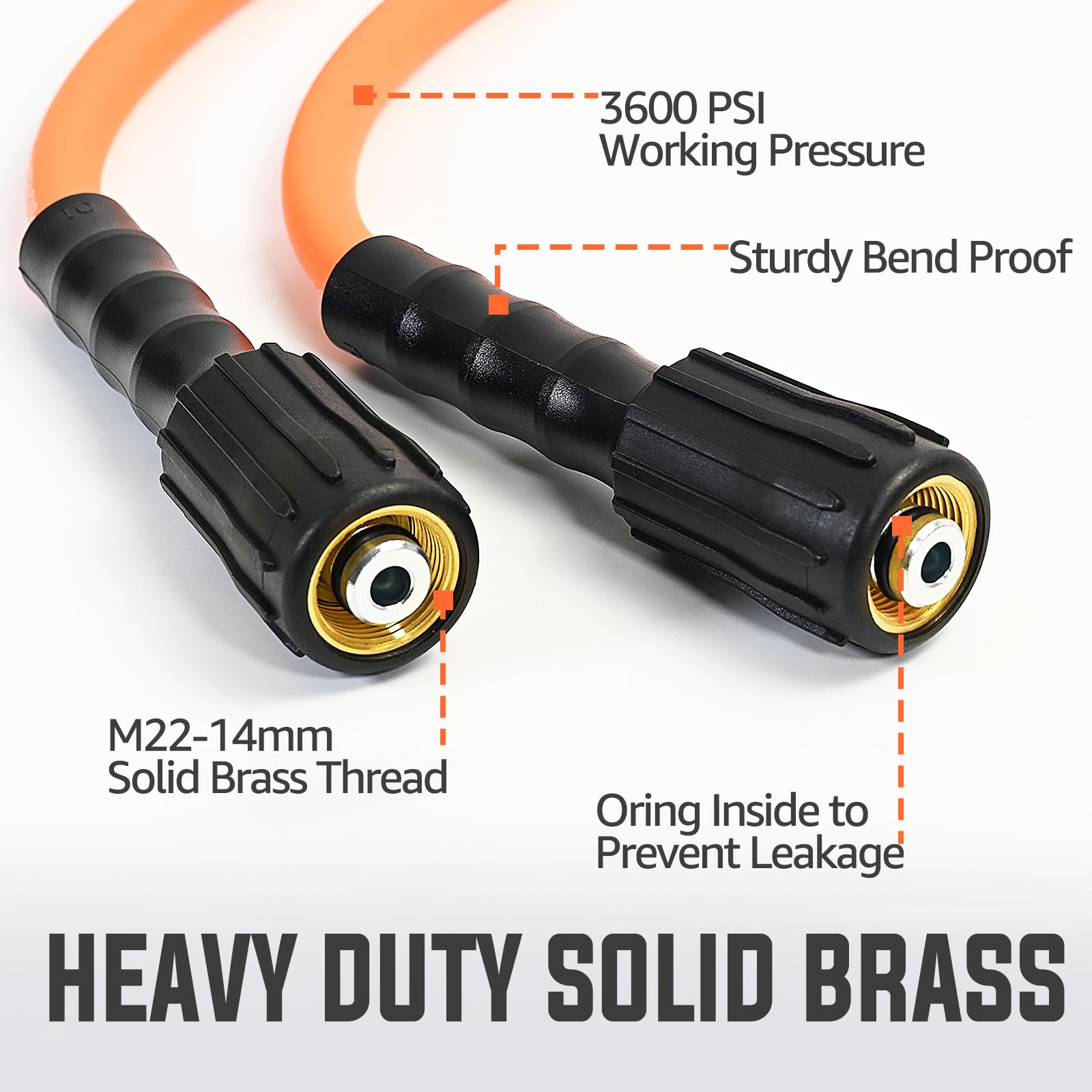 YAMATIC Pressure Washer Hose for Power Washer, 25 FT 1/4" Flexible Kink