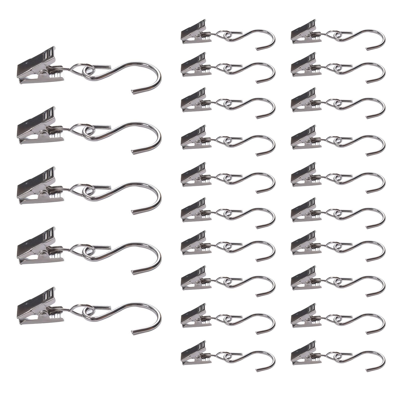 Metal Clip with Hooks - ShiningUU Pack of 20 Sliver Heavy Duty Hanging Clips for Curtains, Photos, Clothes, Art Crafts, Outdoor Activities Wire & Home Decoration, Metal Curtain Hooks, Clip Hooks