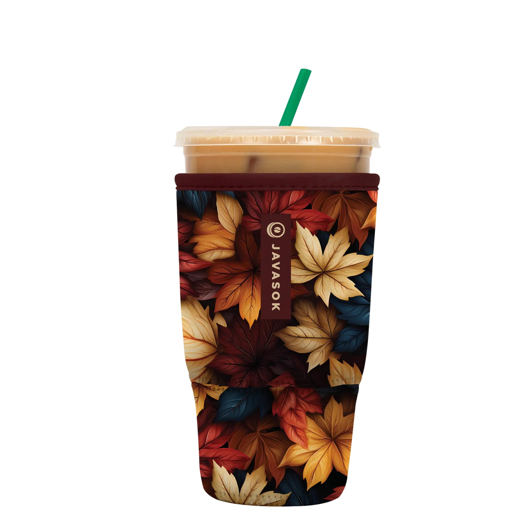 Sok It JavaSok Iced Coffee &amp; Cold Soda Insulated Neoprene Cup Sleeve (Fall Blend, Large: 30-32oz)