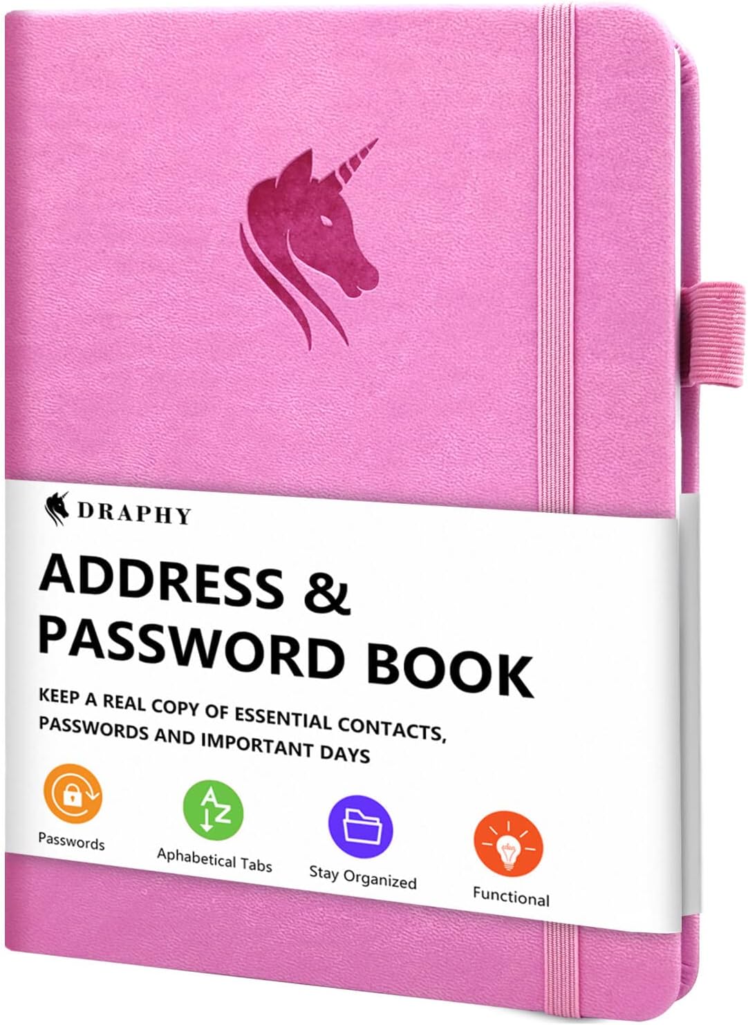 DRAPHY Address Book with Alphabetical Tabs, Elegant PU