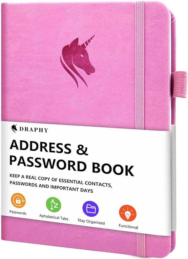 DRAPHY Address Book with Alphabetical Tabs, Elegant PU Leather Telephone Book