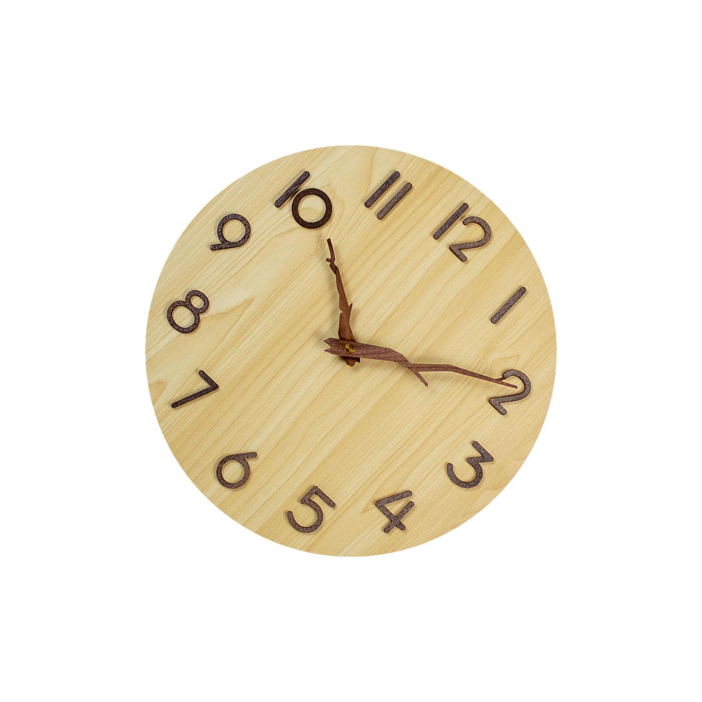 YIXANNX Non Ticking Wooden Wall Clock Innovative Silent Round Time Clock Unique Style Addition To Any Home Or Cafe Decor Silent Wall Clocks Decorative Round