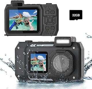4K 33FT Waterproof Digital Camera with Dual Screens – Underwater Camera with 30FPS Video
