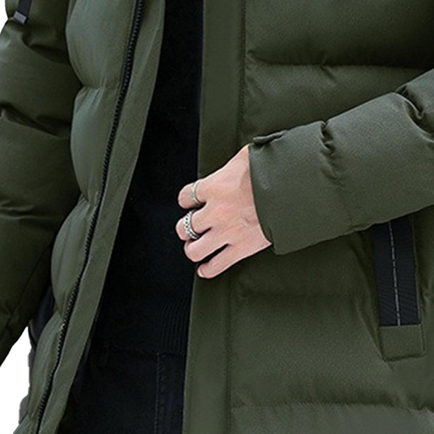 Maiyifu-GJ Men's Winter Warm Puffer Jacket Hooded Long Parka Windproof Thicken Warm Down Coat Outerwear Windbreaker